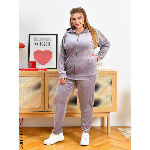 3610-10 Спортивний костюм жіночий на блискавці велюр батал (3 од: 54,56,58)