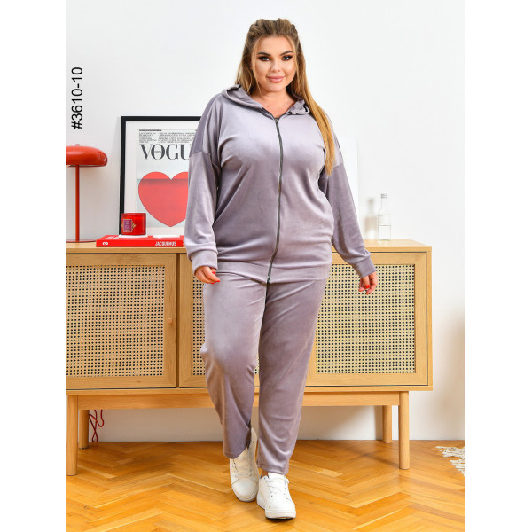 3610-10 Спортивний костюм жіночий на блискавці велюр батал (3 од: 54,56,58)
