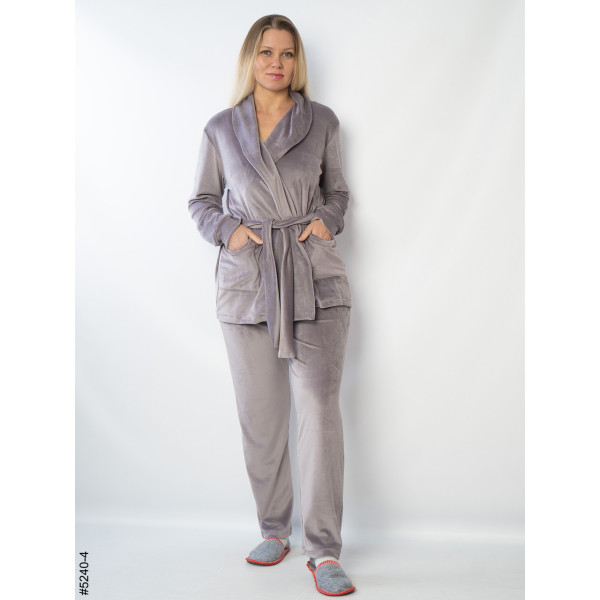 5240-4 Костюм домашній жіночий велюр (3 од: 42-44,46-48,50-52)