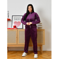 4470-11 Спортивний костюм жіночий велюр на блискавці напівбатал (3 од: 48,50,52)