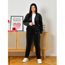 4590-31 Спортивний костюм жіночий велюр на блискавці напівбатал (3 од: 48,50,52)
