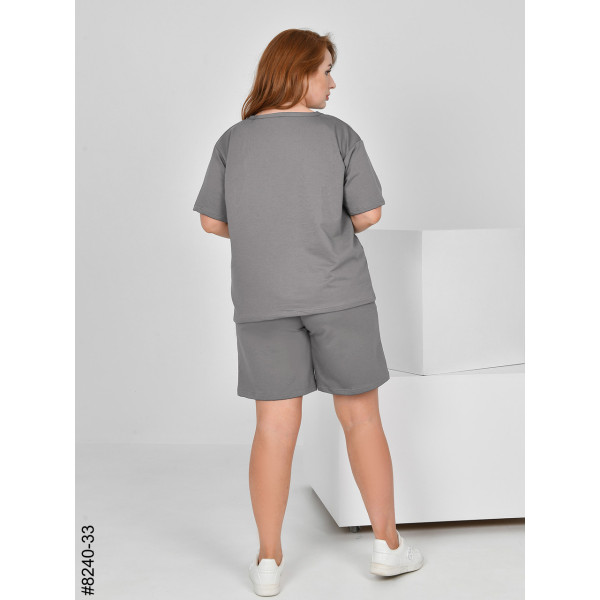 8240-33 Спортивний костюм жіночий турецька двонитка напівбатал (3 од: 48,50,52)