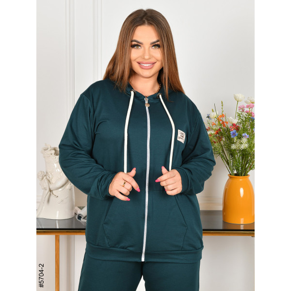 5704-2 Спортивний костюм жіночий двонитка на блискавці прямі штани батал (4 од: 50,52,54,56)