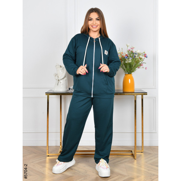 5704-2 Спортивний костюм жіночий двонитка на блискавці прямі штани батал (4 од: 50,52,54,56)