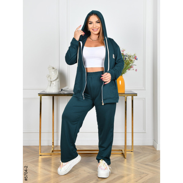 5704-2 Спортивний костюм жіночий двонитка на блискавці прямі штани батал (4 од: 50,52,54,56)