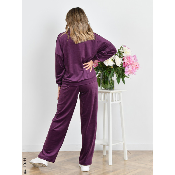 4110-11 Спортивний костюм жіночий на блискавці велюр прямі штани норма (3 од: 42,44,46)