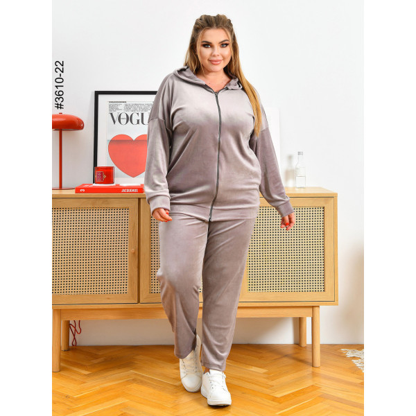 3610-22 Спортивний костюм жіночий на блискавці велюр батал (3 од: 54,56,58)