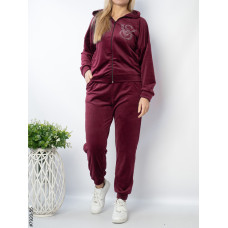 7920-55 Жіночий спортивний костюм велюр напівбатал (3 од: 48,50,52)