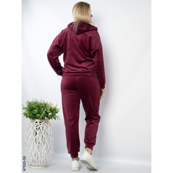 7920-55 Жіночий спортивний костюм велюр напівбатал (3 од: 48,50,52)