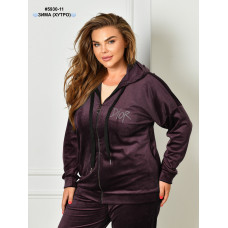 5930-11 Спортивний костюм жіночий на блискавці велюр на хутрі батал (3 од: 54,56,58)