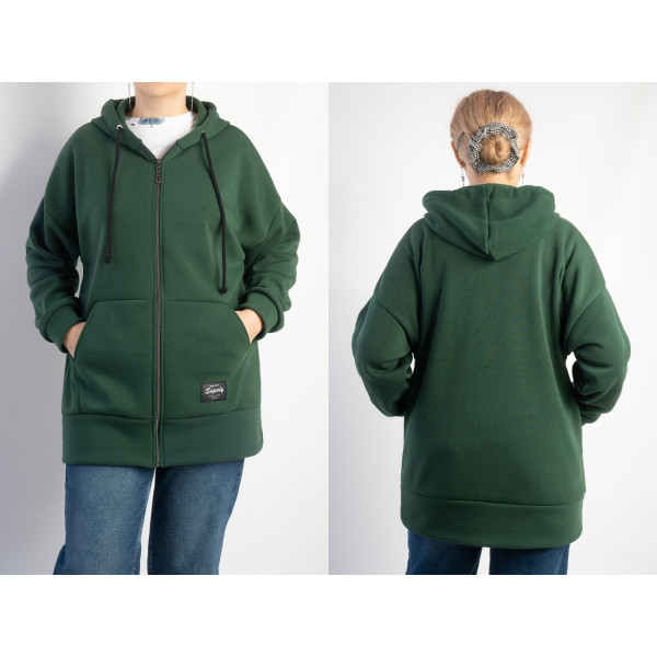 4795-3 Худі на блискавці жіночий тринитка на фліс батал (5 од: розмір 56-58 | універсальний)