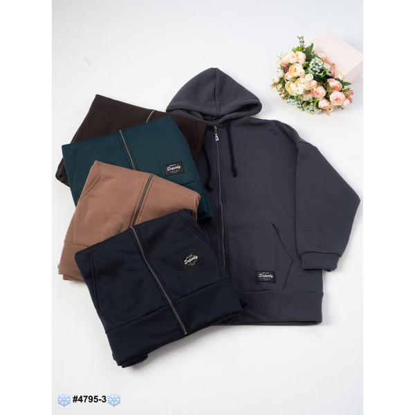 4795-3 Худі на блискавці жіночий тринитка на фліс батал (5 од: розмір 56-58 | універсальний)