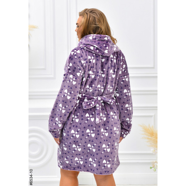 6534-10 Халат жіночий на блискавці з поясом махра напівбатал (3 од: 44-46,48-50,52-54)