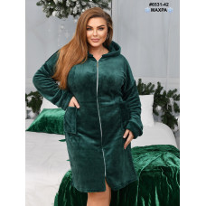 6531-42 Халат жіночий на блискавці з поясом махра напівбатал (3 од: 44-46,48-50,52-54)