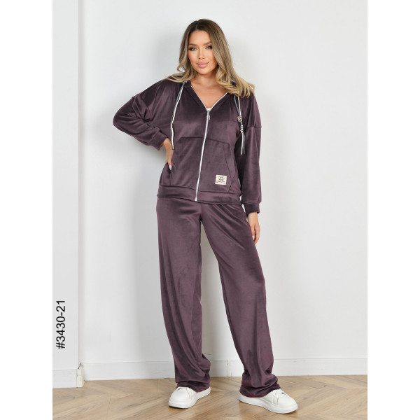 3430-21 Спортивний костюм жіночий на блискавці велюр норма (3 од: 44,46,48)
