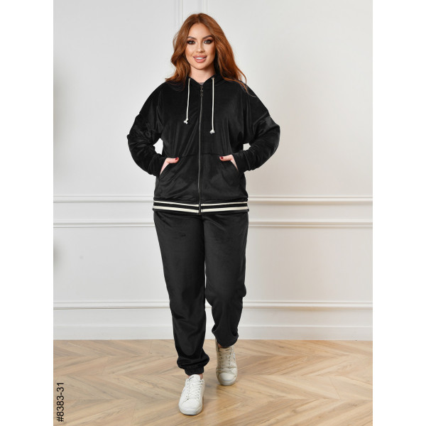 8383-31 Спортивний костюм жіночий на блискавці велюр напівбатал (4 од: 48,50,52,54)