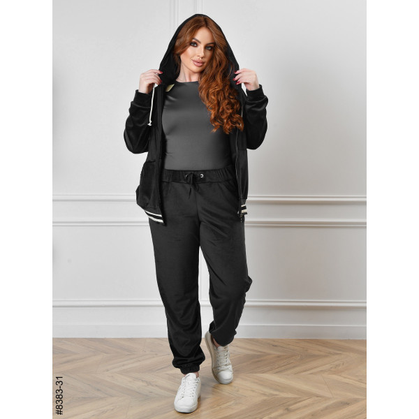 8383-31 Спортивний костюм жіночий на блискавці велюр напівбатал (4 од: 48,50,52,54)