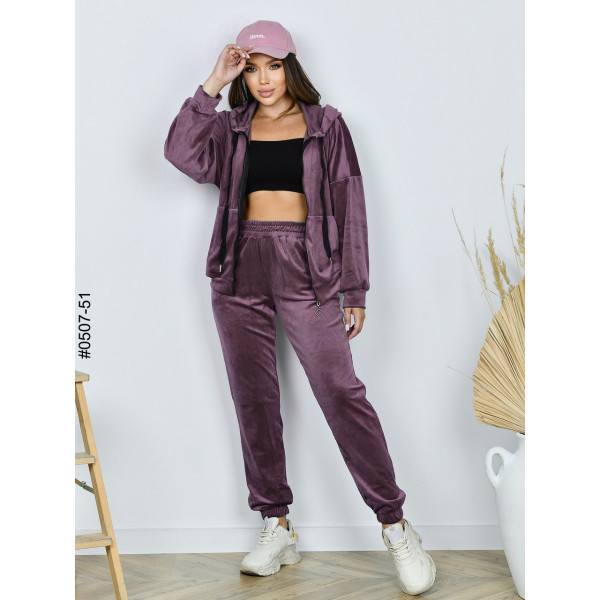 0507-51 Спортивний костюм жіночий на блискавці велюр норма (3 од: 42,44,46)