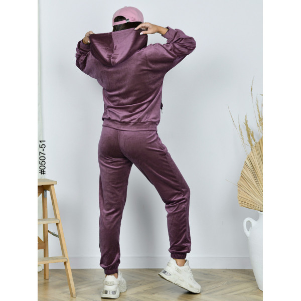0507-51 Спортивний костюм жіночий на блискавці велюр норма (3 од: 42,44,46)