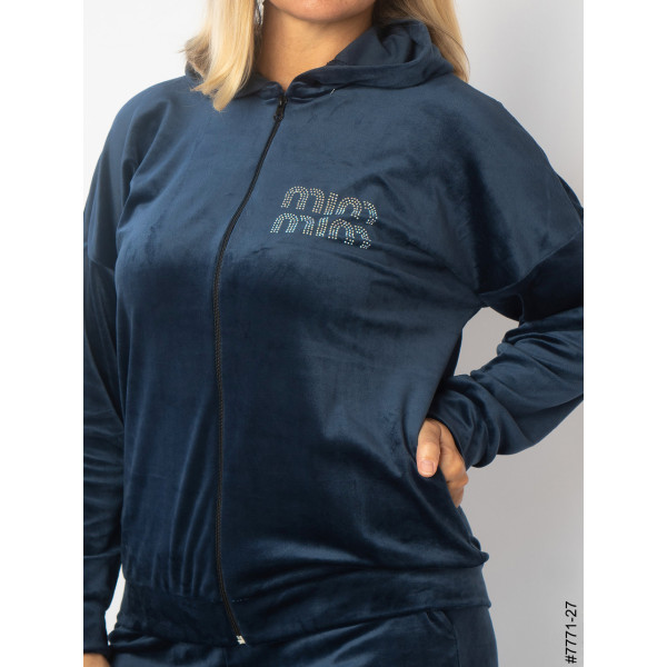 7771-27 Спортивний костюм жіночий велюр напівбатал (3 од: 48,50,52)