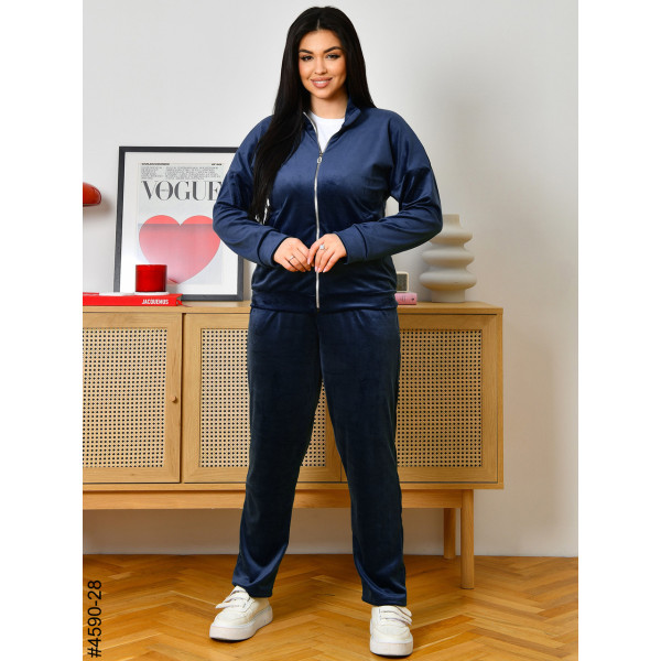 4590-28 Спортивний костюм жіночий велюр на блискавці напівбатал (3 од: 48,50,52)