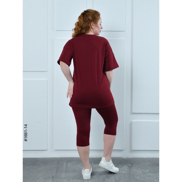 1661-14 Костюм жіночий футболка + бриджі кулір напівбатал (3 од:48,50,52)