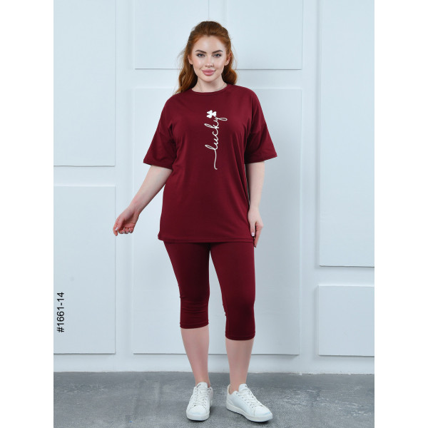 1661-14 Костюм жіночий футболка + бриджі кулір напівбатал (3 од:48,50,52)