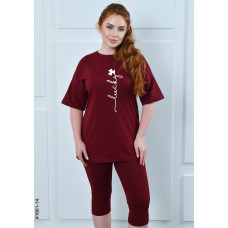 1661-14 Костюм жіночий футболка + бриджі кулір напівбатал (3 од:48,50,52)