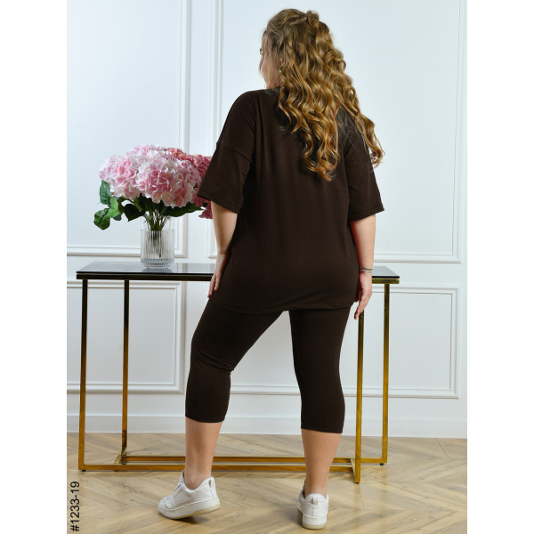 1233-19 Костюм жіночий футболка + бриджі кулір батал (3 од: 54,56,58)