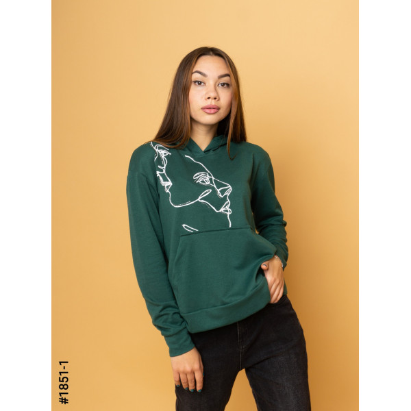 1851-1 Худі жіночі двунитка з принтом норма (3 од: S-M, M-L, L-XL)