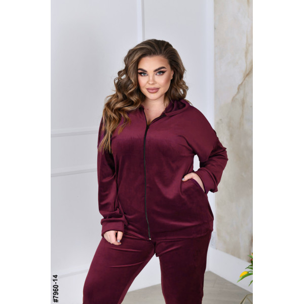 7960-14 Спортивний костюм жіночий на блискавці велюр супербатал (3 ед: 54-56,56-58,58-60)