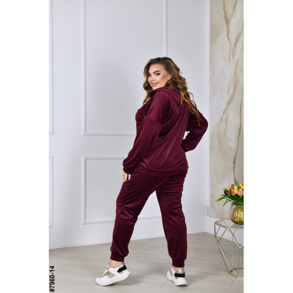 7960-14 Спортивний костюм жіночий на блискавці велюр супербатал (3 ед: 54-56,56-58,58-60)