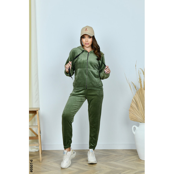 0507-6 Спортивний костюм жіночий на блискавці велюр норма (3 од: 42,44,46)