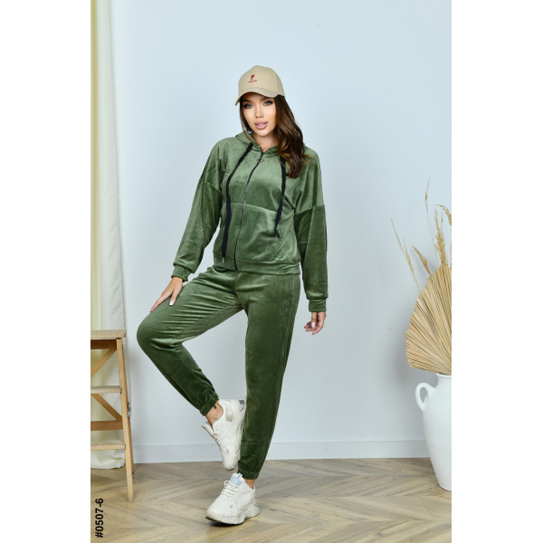 0507-6 Спортивний костюм жіночий на блискавці велюр норма (3 од: 42,44,46)