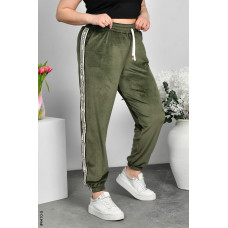 4410-5 Спортивні штани жіночі з лампасами велюр батал (4 од: 50,52,54,56)