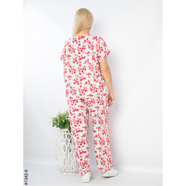 1342-9 Костюм жіночий з квітковим принтом штапель (4 од: 44,46,48,50)
