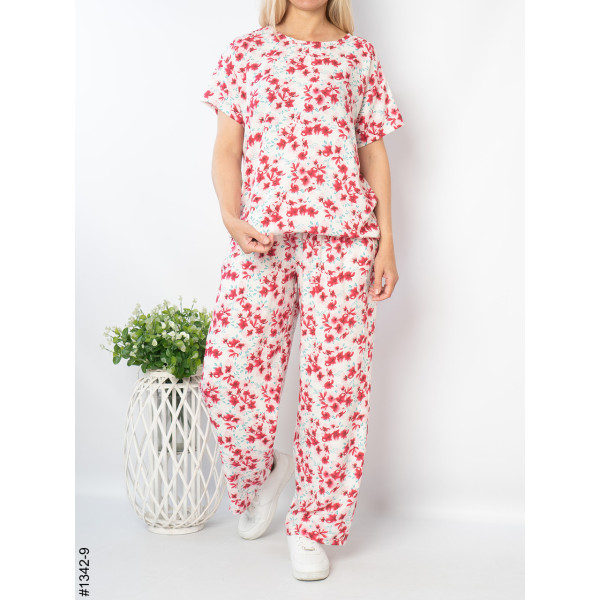 1342-9 Костюм жіночий з квітковим принтом штапель (4 од: 44,46,48,50)