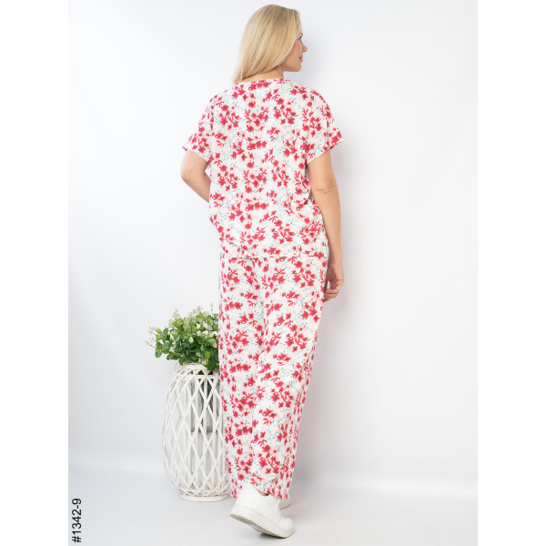 1342-9 Костюм жіночий з квітковим принтом штапель (4 од: 44,46,48,50)