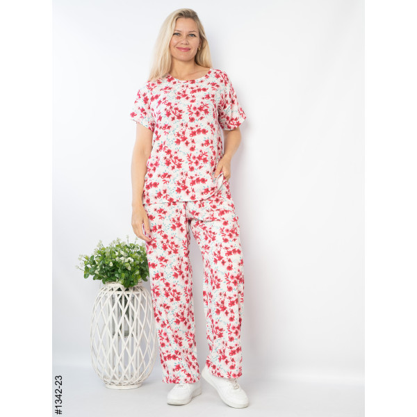 1342-9 Костюм жіночий з квітковим принтом штапель (4 од: 44,46,48,50)