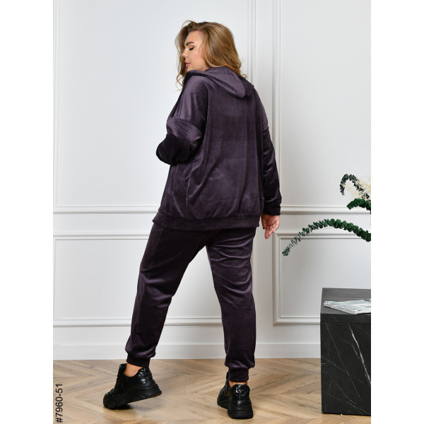 7960-51 Спортивний костюм жіночий на блискавці велюр супербатал (3 ед: 54-56,56-58,58-60)