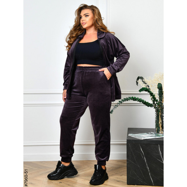 7960-51 Спортивний костюм жіночий на блискавці велюр супербатал (3 ед: 54-56,56-58,58-60)