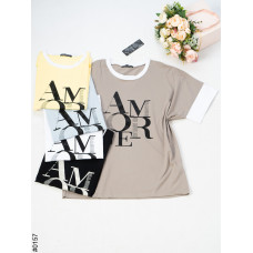 0157 Футболка жіноча з принтом батал мікс кольорів (6 од: XL-3 шт, 2XL-3 шт.)