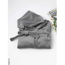 2520-34 Халат жіночий на блискавці з поясом велюр батал (3 од: 52-54,56-58,60-62)