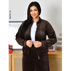 4470-19 Спортивний костюм жіночий велюр на блискавці напівбатал (3 од: 48,50,52)