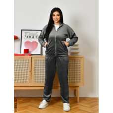 4590-32 Спортивний костюм жіночий велюр на блискавці напівбатал (3 од: 48,50,52)