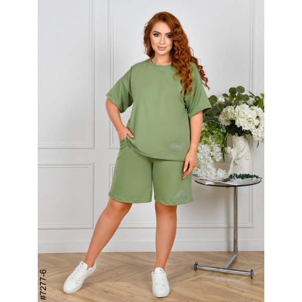 7277-6 Спортивний костюм жіночий двонитка напівбатал (4 од: 48,50,52,54)
