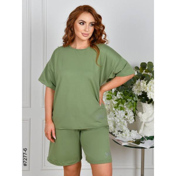 7277-6 Спортивний костюм жіночий двонитка напівбатал (4 од: 48,50,52,54)