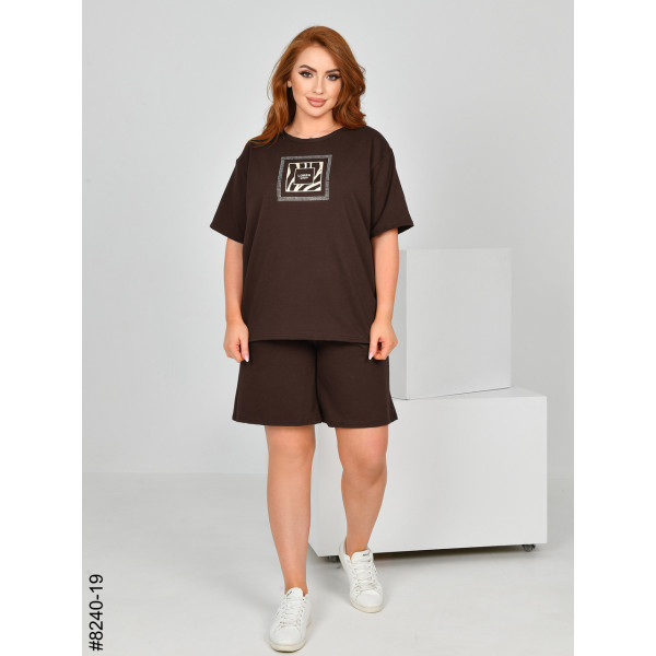 8240-19 Спортивний костюм жіночий турецька двонитка напівбатал (3 од: 48,50,52)