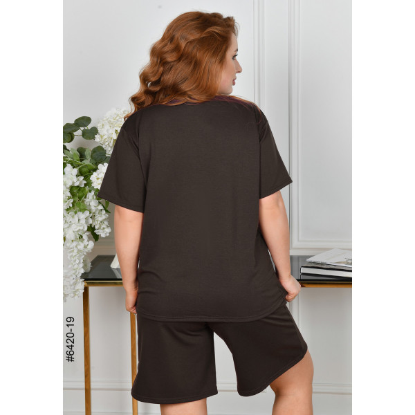 6420-19 Спортивний костюм жіночий двонитка напівбатал (3 од: 48,50,52)