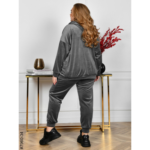 7960-34 Спортивний костюм жіночий на блискавці велюр супербатал (3 ед: 54-56,56-58,58-60)